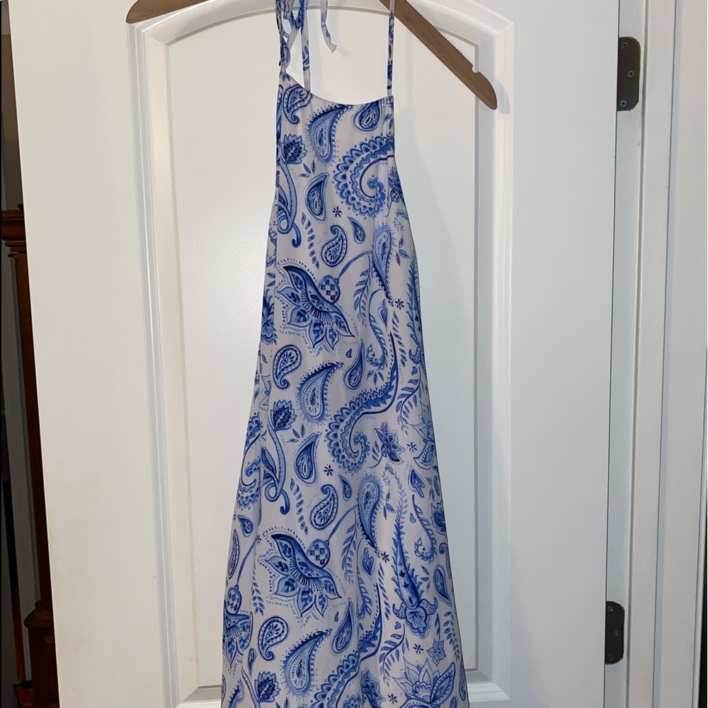Show Me Your Mumu Blue/White Halter Dress